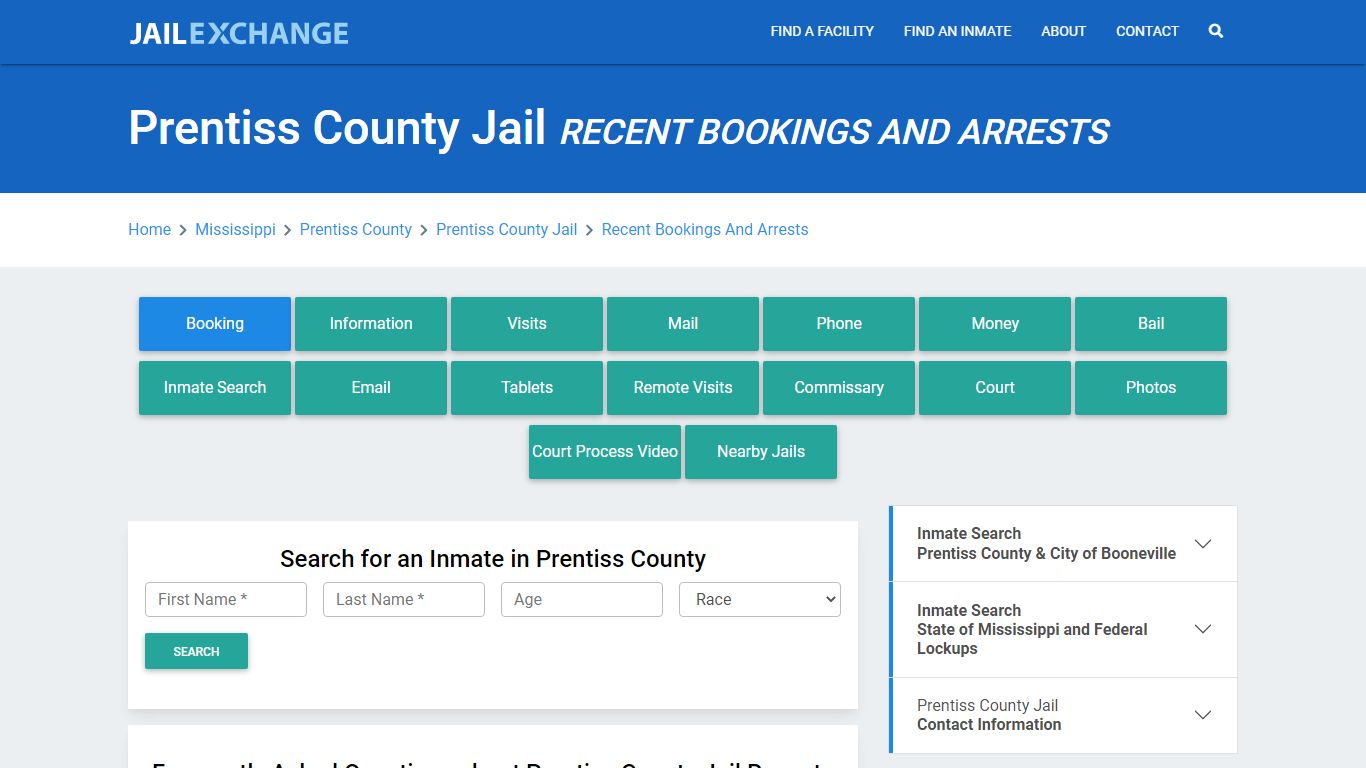 Prentiss County Jail Recent Bookings And Arrests - Jail Exchange